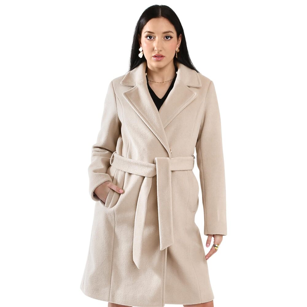 Vince Camuto Trench Coat - Dressy Wool Coat - Warm Peacoat, Soft Beige, Size M